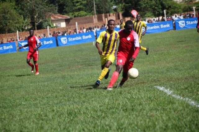 Action between Kyetume and Proline in Stanbic Uganda Cup on Monday