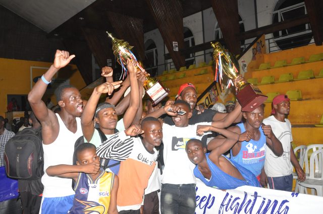Kasana SS celebrate schools boxing championship victory last month at Lugogo